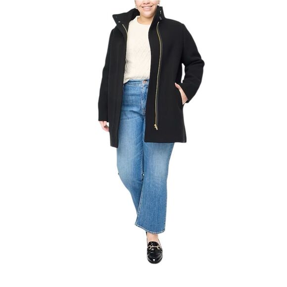 J. Crew Button Neck City Coat In Black Size 0 NWT - Picture 4 of 10